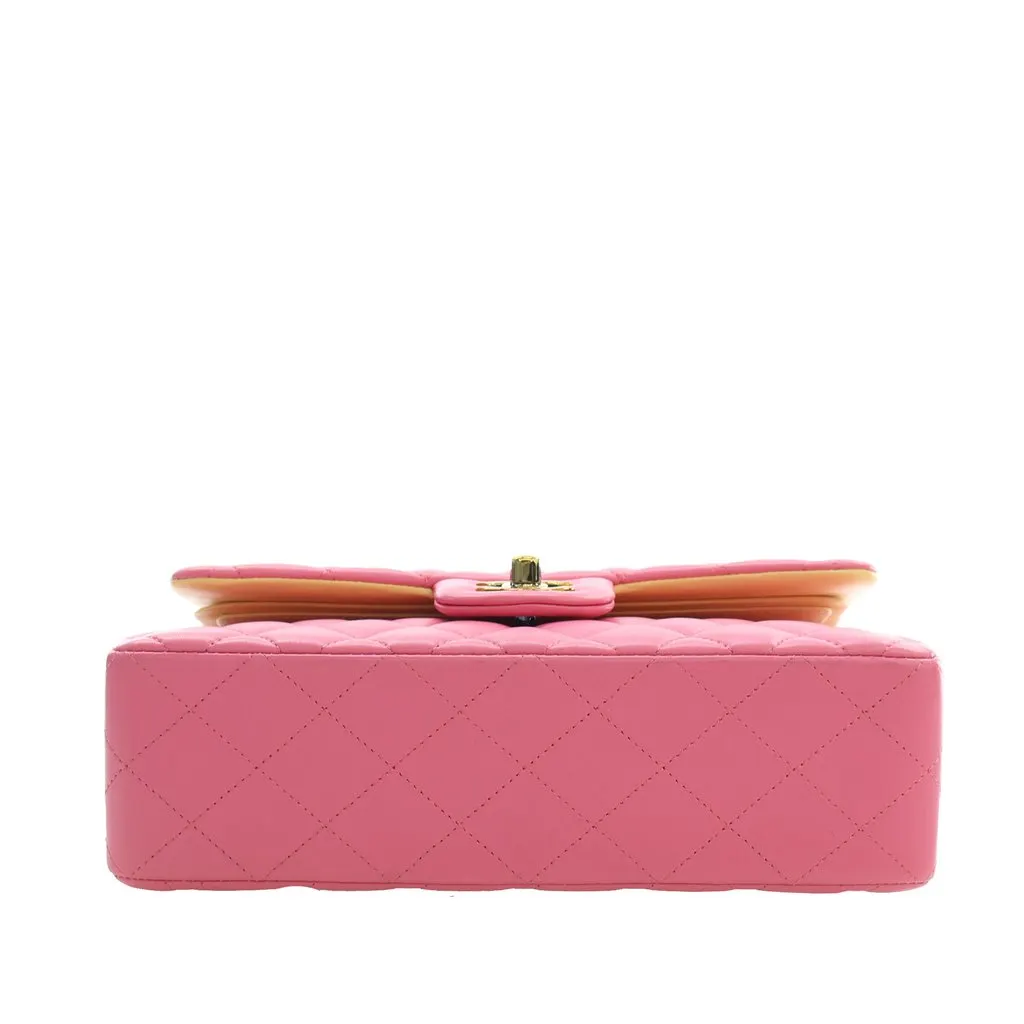 Chanel Small Classic Lambskin Rainbow Hardware Double Flap Pink Leather Very good - Box View
