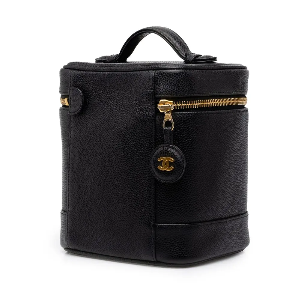 Chanel CC Caviar Vanity Bag Black Leather Very good - Back View