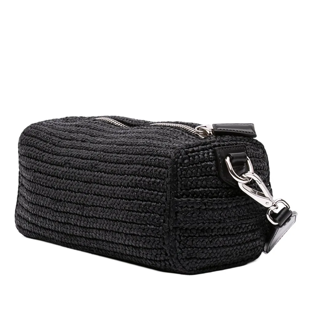 Prada Raffia Effect Crochet Crossbody Black Very good - Back View