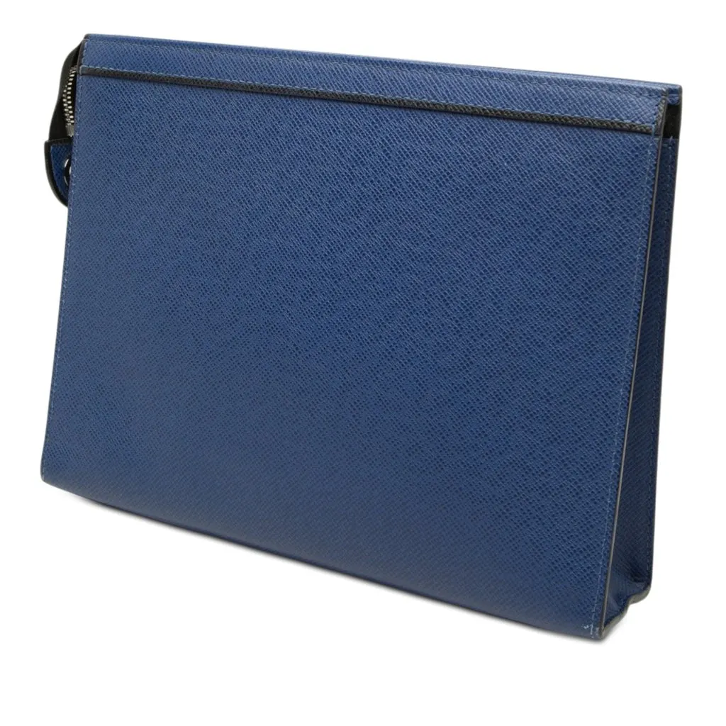 Louis Vuitton Taiga Pochette Voyage MM Blue Leather Very good - Back View