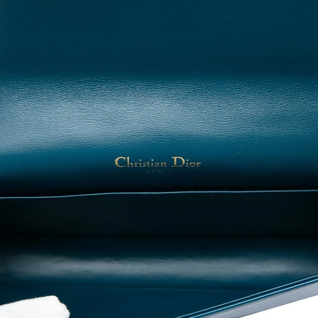 Dior Patent Cannage Lady Dior Wallet On Chain Blue Leather Very good - Model View