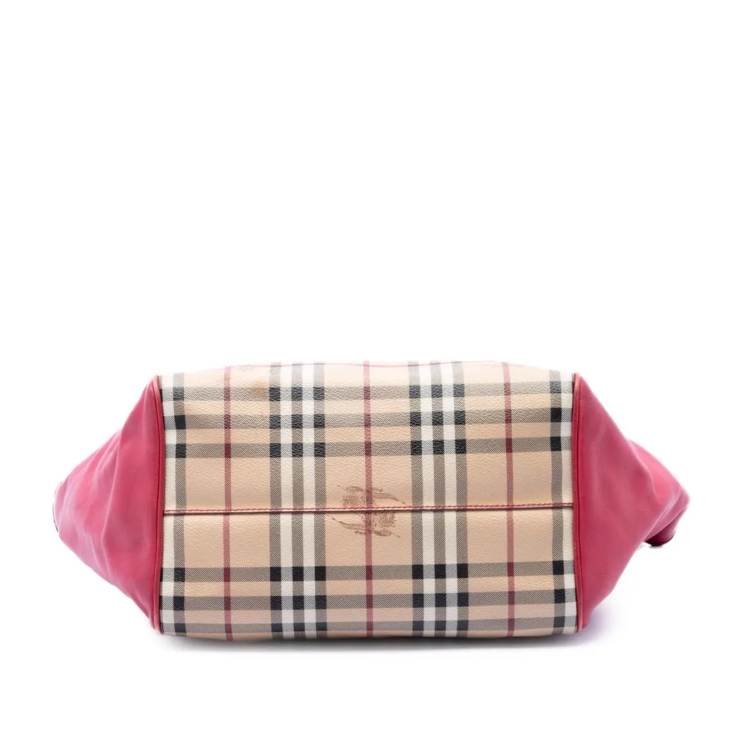 Burberry Small Haymarket Check Coated Canvas and Calfskin Canterbury Tote Beige Very good - Inside View