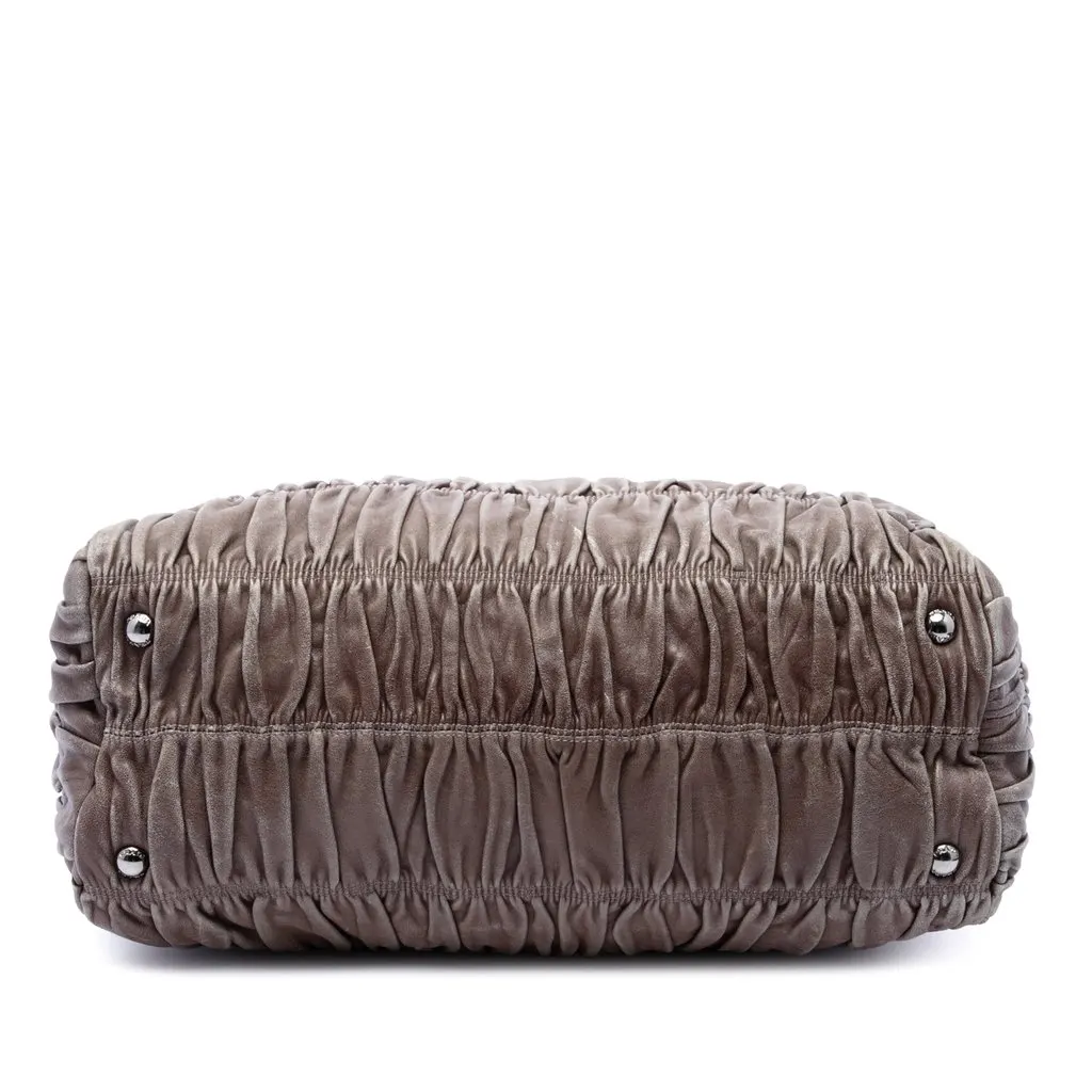 Prada Nappa Gaufre Ombre Satchel Beige Leather Very good - Inside View