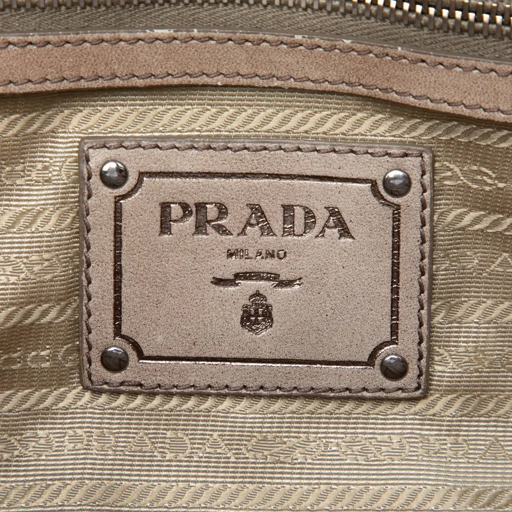 Prada Nappa Gaufre Ombre Satchel Beige Leather Very good - Box View