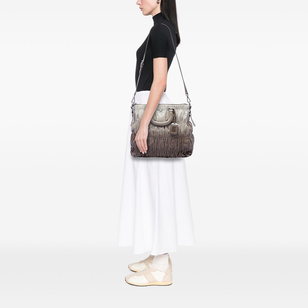 Prada Nappa Gaufre Ombre Satchel Beige | Libas Collective
