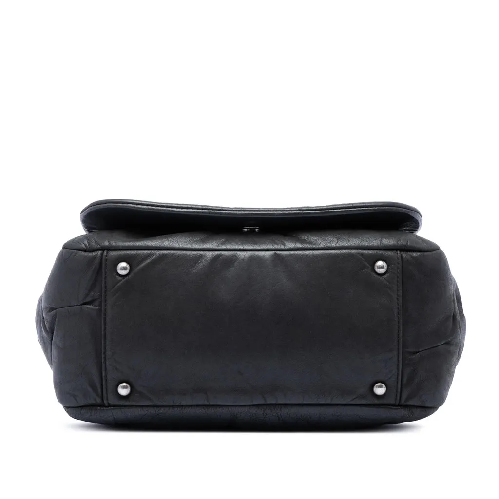 Chanel Iridescent Calfskin Glint Accordion Flap Black Leather Very good - Inside View