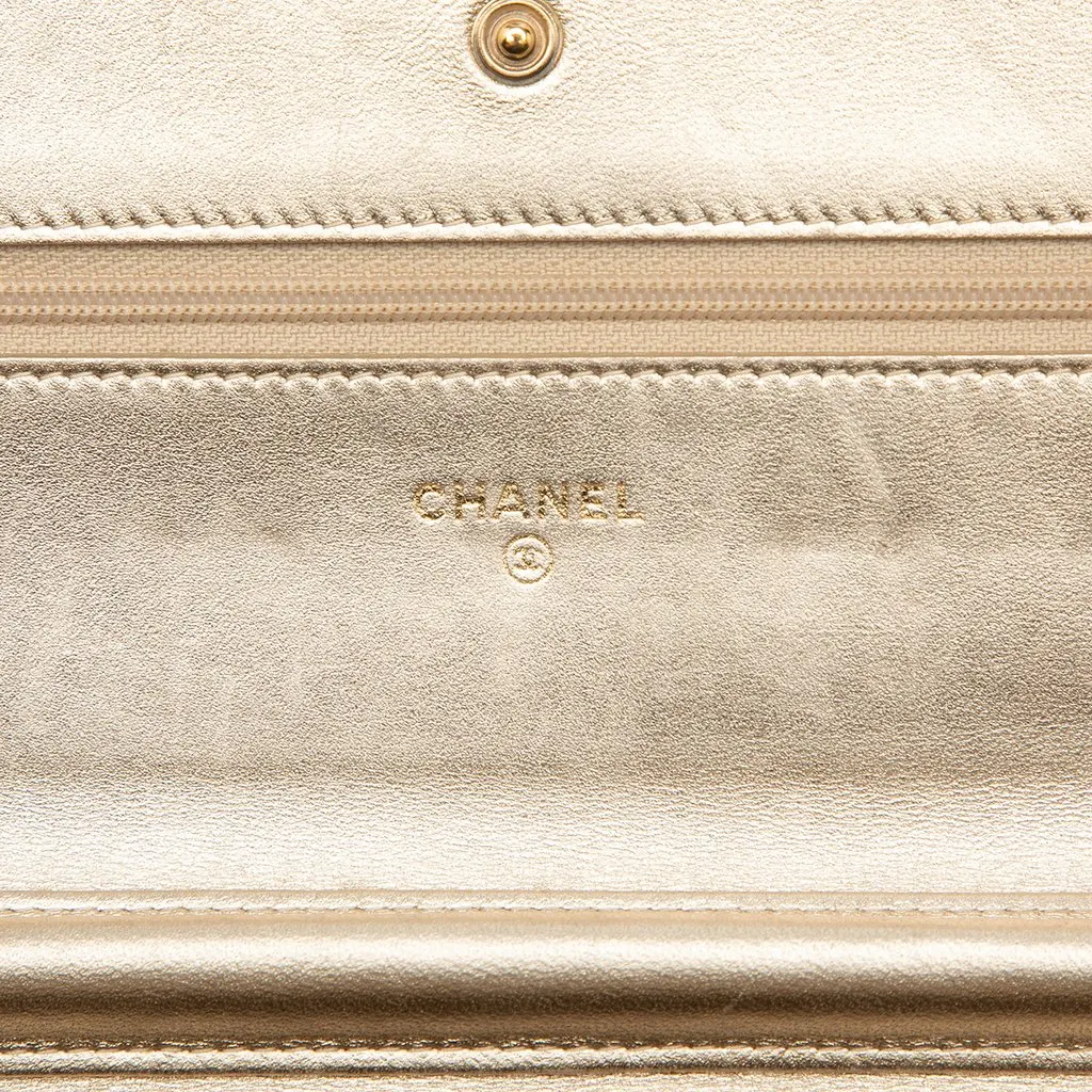 Chanel Bicolor Satin Diamond Stitch Wallet On Chain Black Very good - Box View