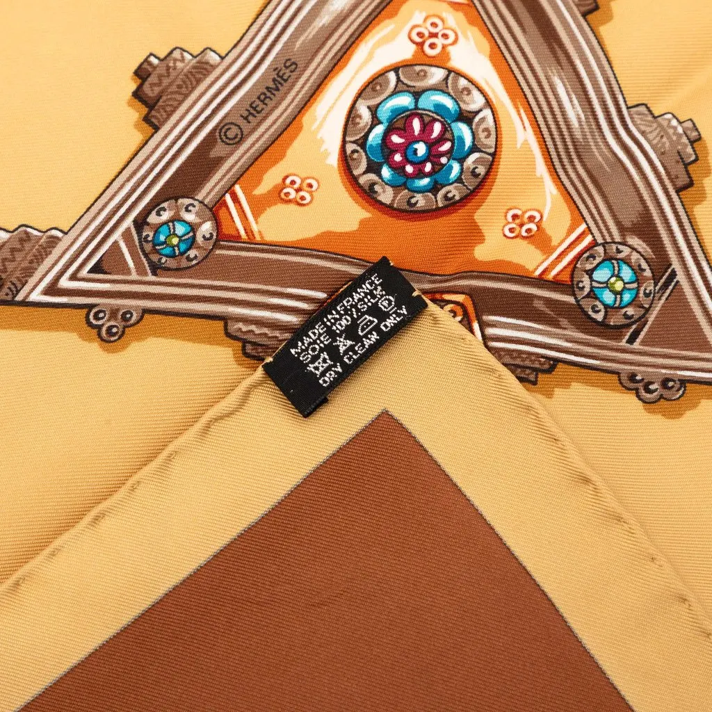 Hermès Parures des Sables Silk Scarf Brown Very good - Inside View