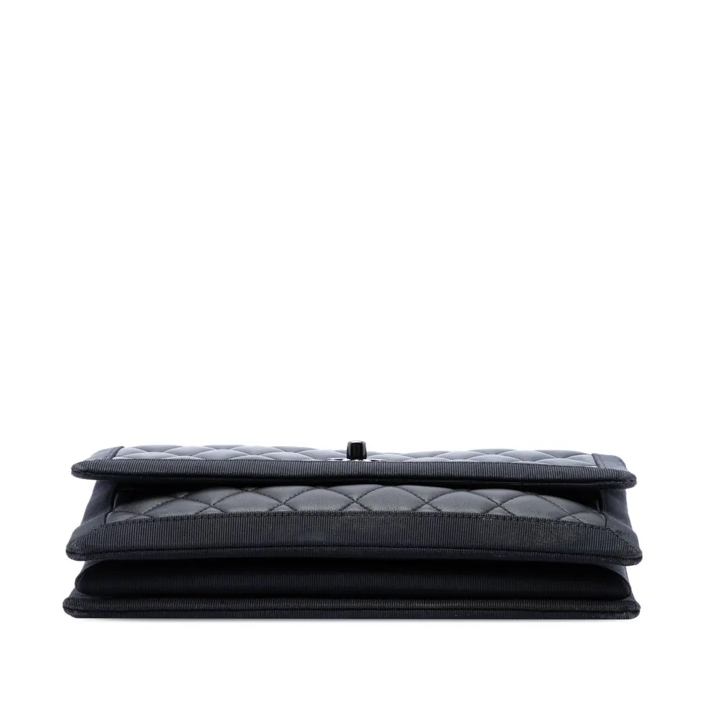 Chanel CC Quilted Lambskin and Grosgrain So Black Flap Black Leather Good - Inside View