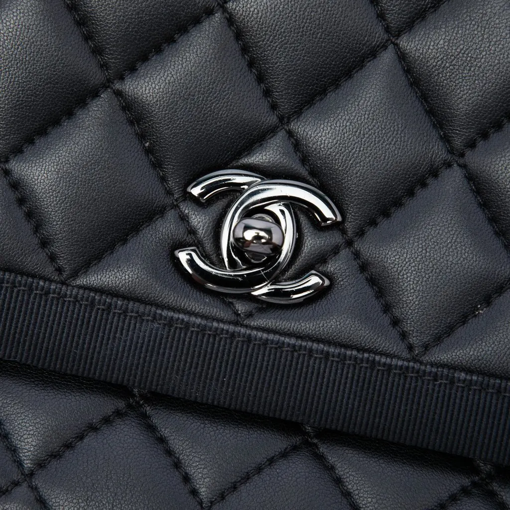 Chanel CC Quilted Lambskin and Grosgrain So Black Flap Black Leather Good - Box View