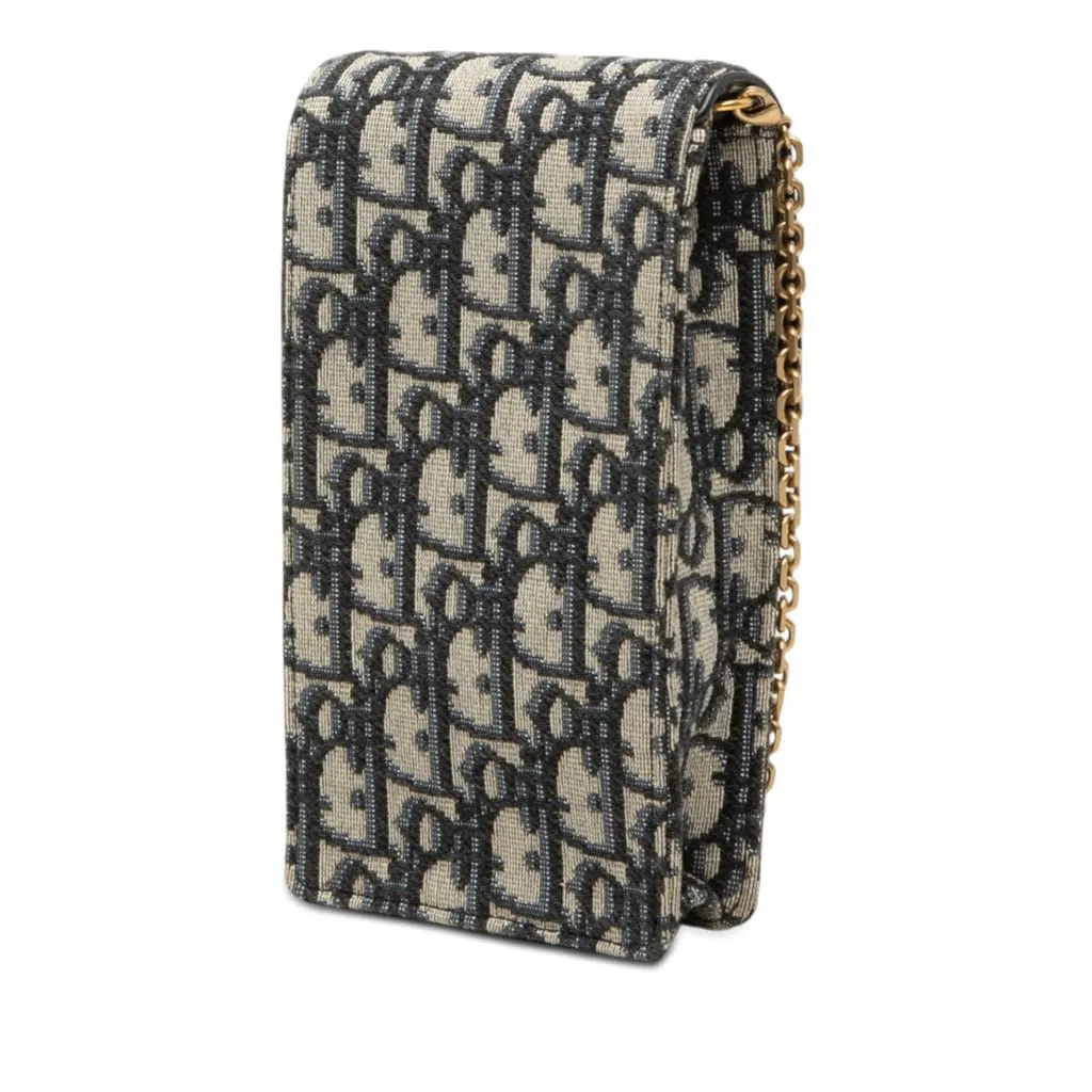 Dior Oblique Canvas Vertical Saddle Pouch Blue Canvas Very good - Back View