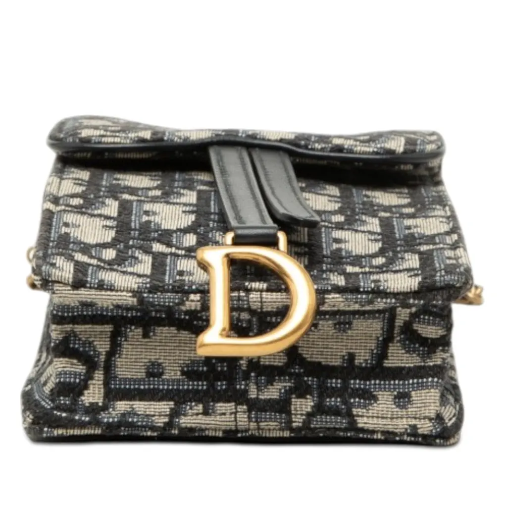 Dior Oblique Canvas Vertical Saddle Pouch Blue Canvas Very good - Inside View
