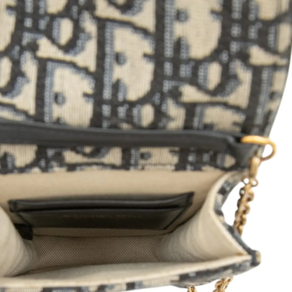 Dior Oblique Canvas Vertical Saddle Pouch Blue Canvas Very good - Model View