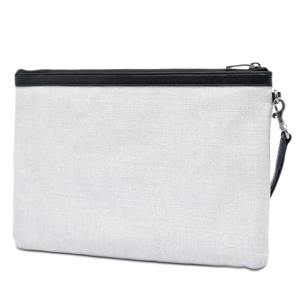 Saint Laurent Canvas Rive Gauche Wristlet Clutch White Very good - Back View