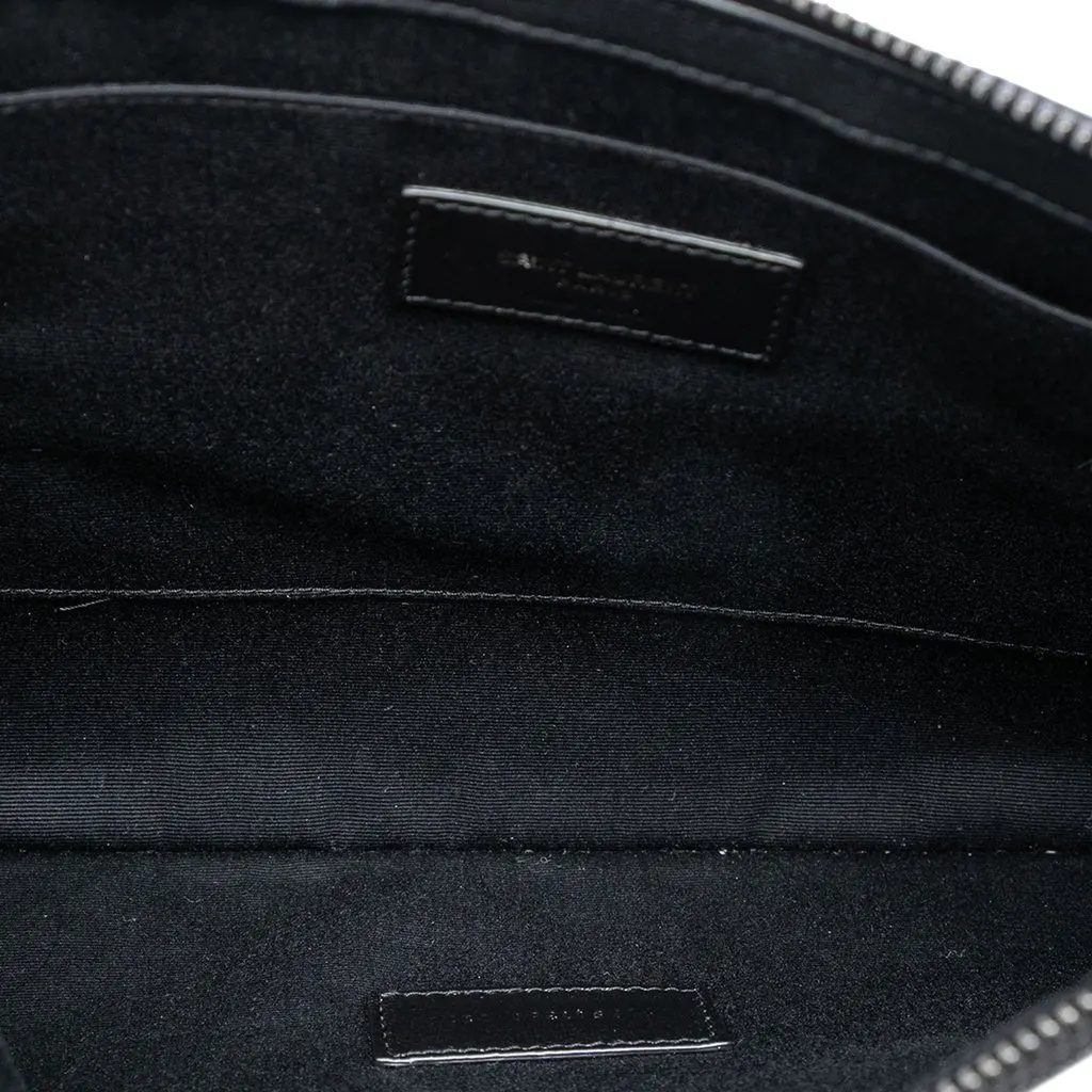 Saint Laurent Canvas Rive Gauche Wristlet Clutch White Very good - Model View