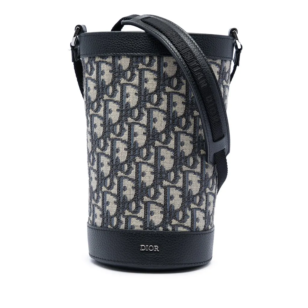 Dior Oblique Canvas Thermo Bottle Holder Blue Canvas Very good - Front View