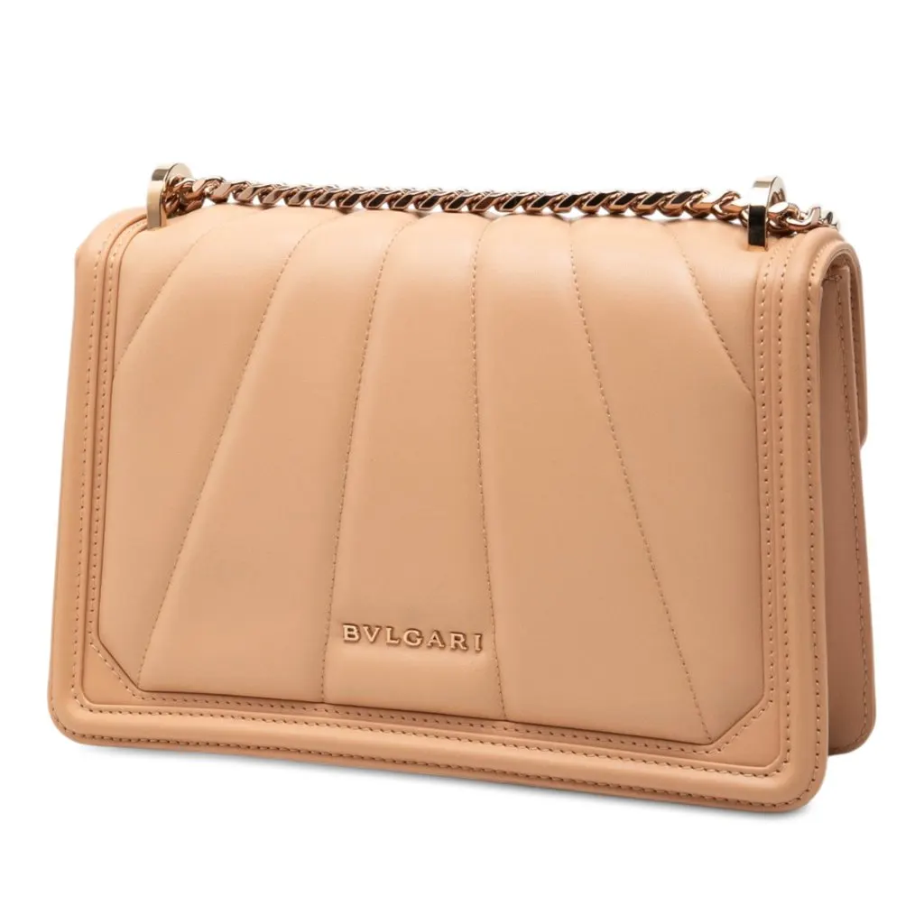 Bvlgari Medium Quilted Calfskin Diamond Blast Serpenti Forever Shoulder Bag Beige Leather Very good - Back View