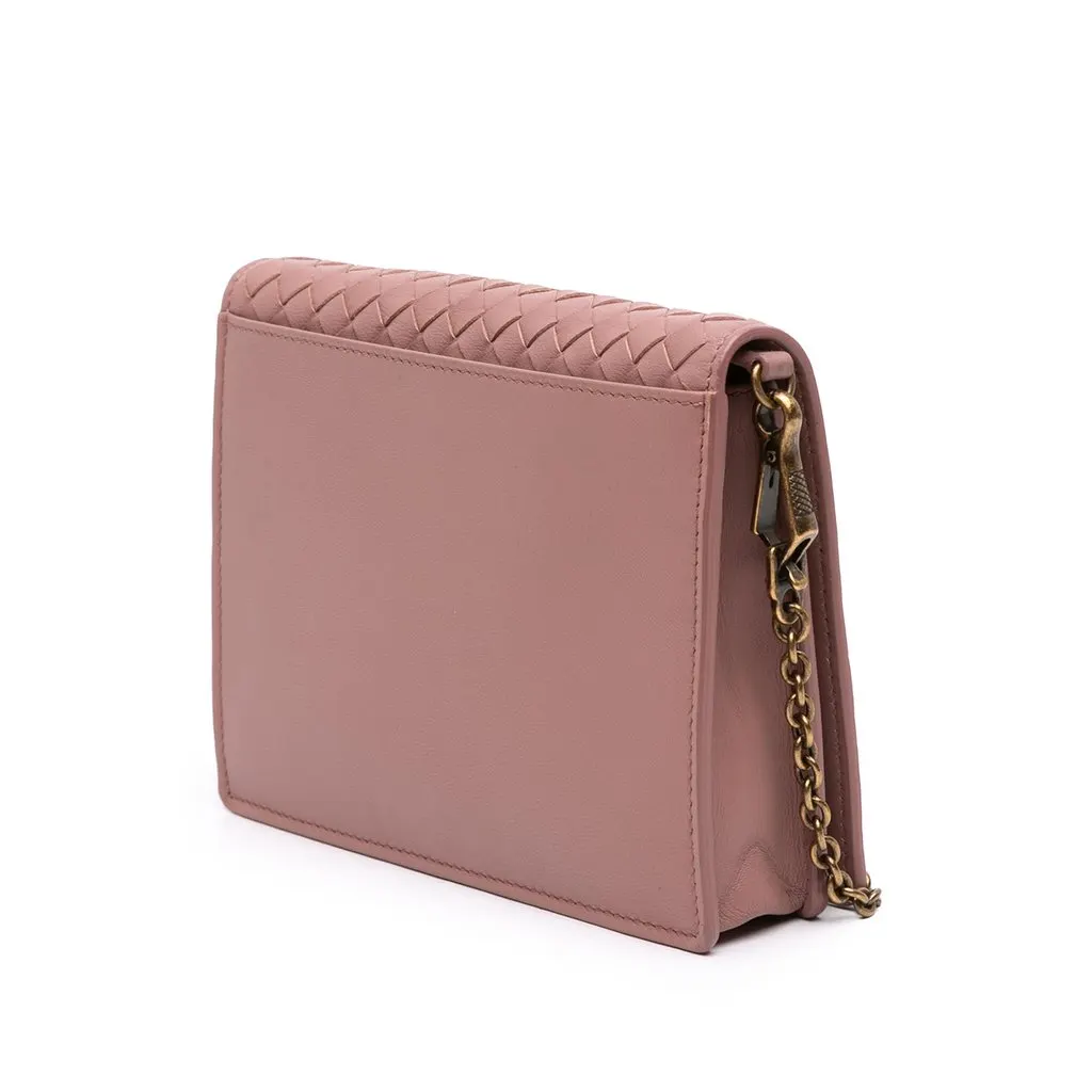 Bottega Veneta Nappa Intrecciato Wallet on Chain Brown Leather Good - Back View