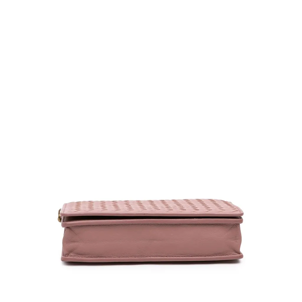 Bottega Veneta Nappa Intrecciato Wallet on Chain Brown Leather Good - Inside View