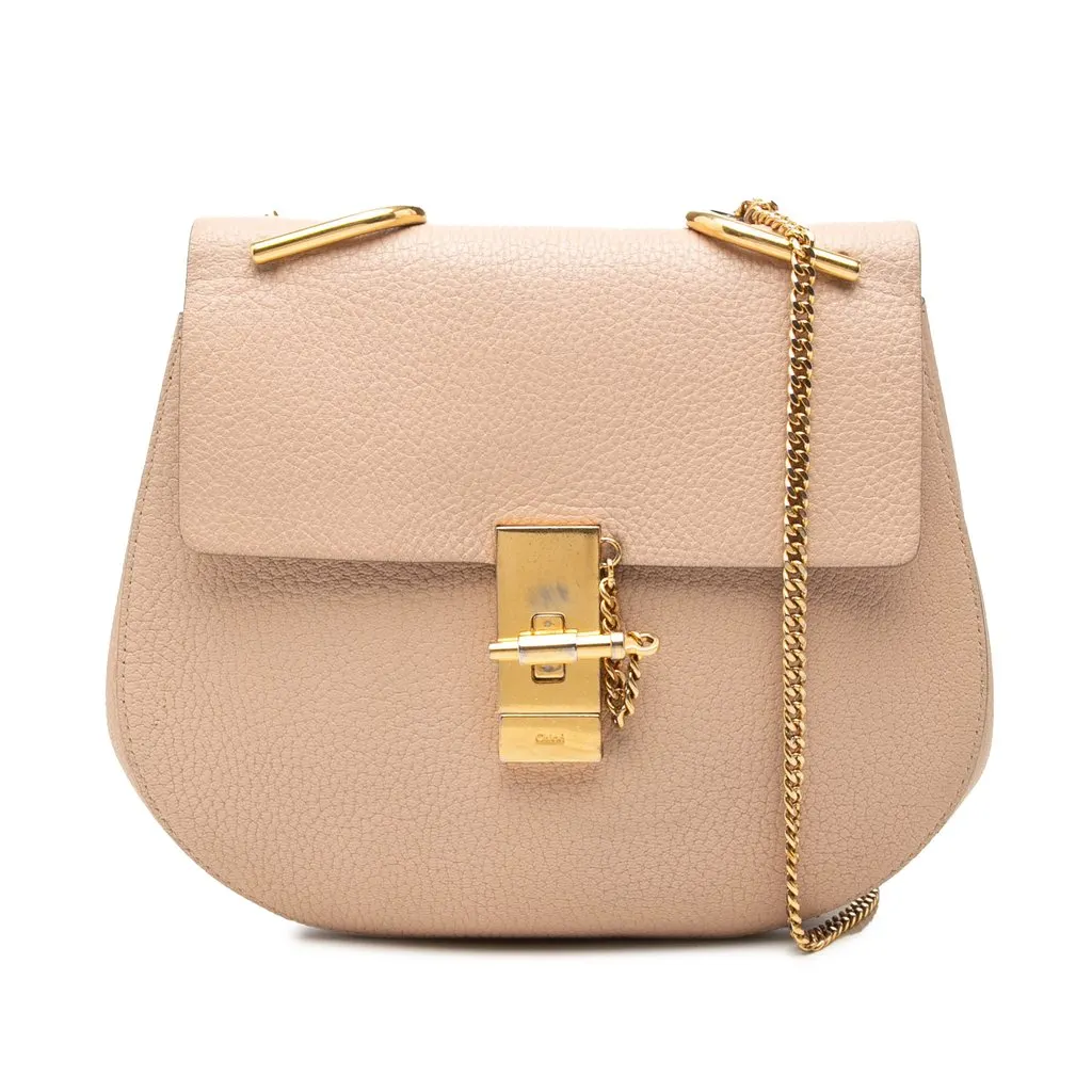 Chloé Small Leather Drew Crossbody Pink Leather Good - Front View