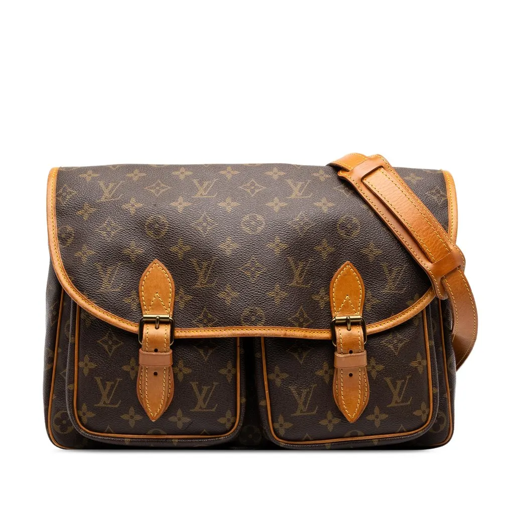Louis Vuitton Monogram Sac Gibeciere MM Brown Canvas Good - Front View