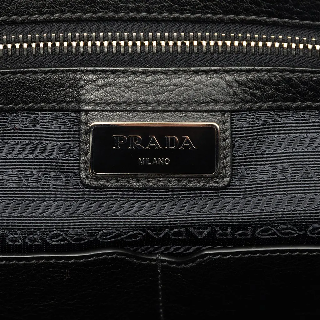 Prada Vitello City Briefcase Black Leather Good - Box View