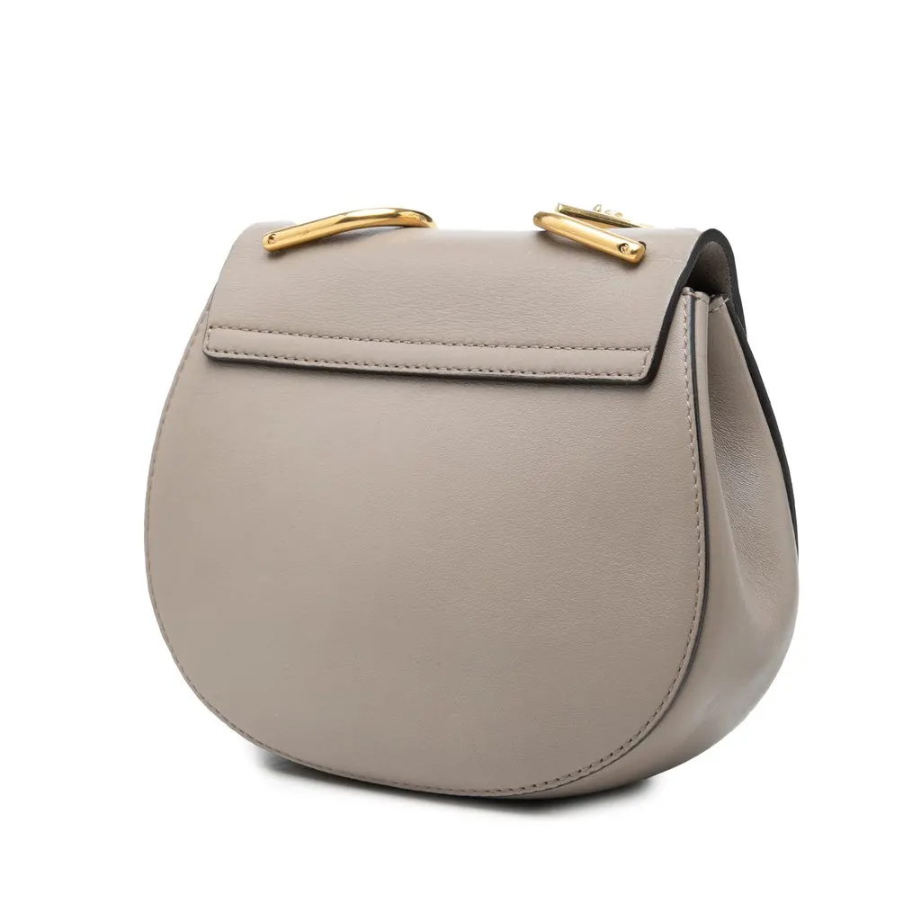 Chloé Mini Bicolor Suede and Calfskin Drew Crossbody Grey Leather Very good - Back View