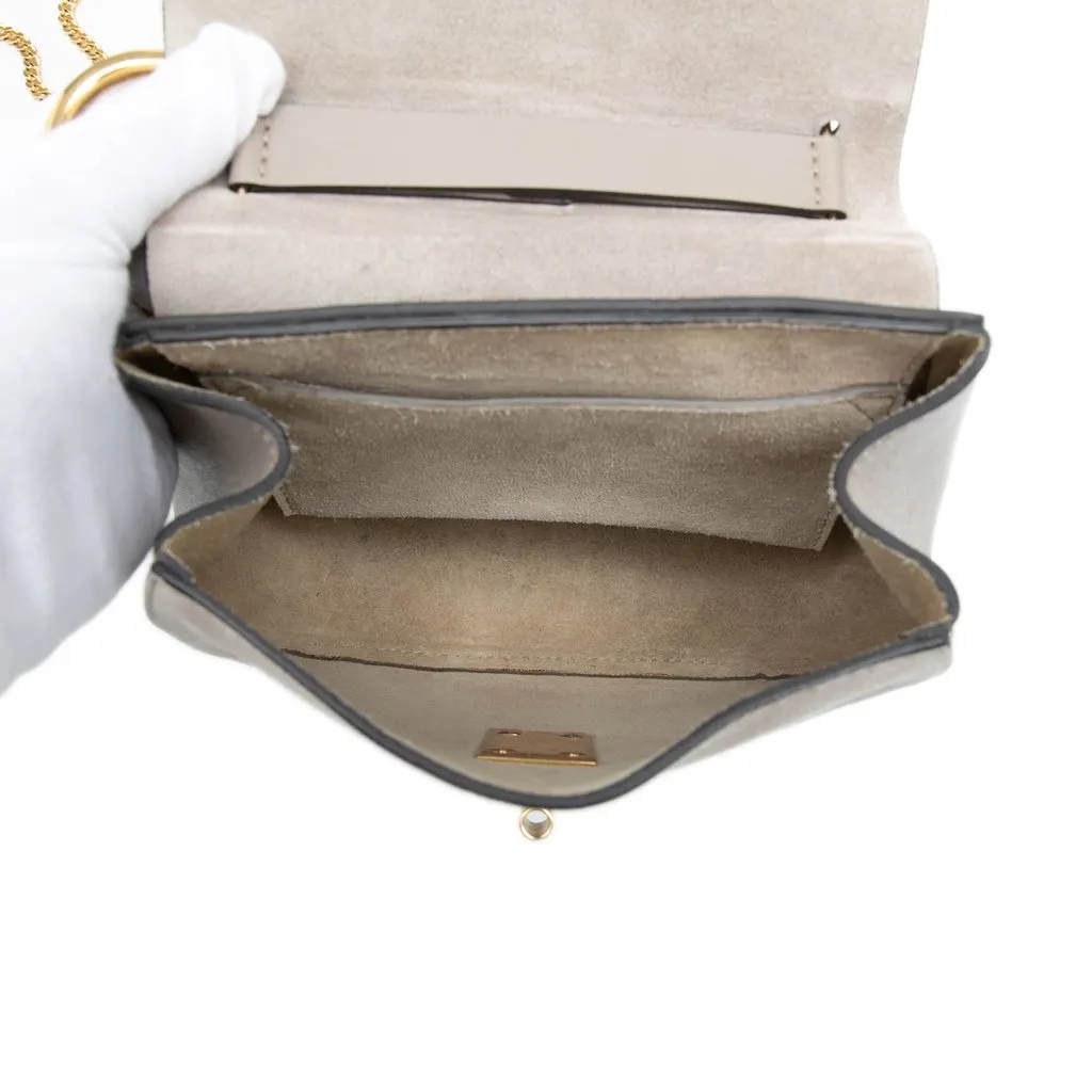Chloé Mini Bicolor Suede and Calfskin Drew Crossbody Grey Leather Very good - Model View