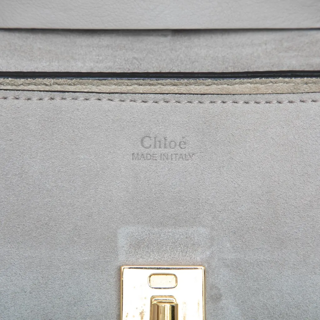 Chloé Mini Bicolor Suede and Calfskin Drew Crossbody Grey Leather Very good - Box View