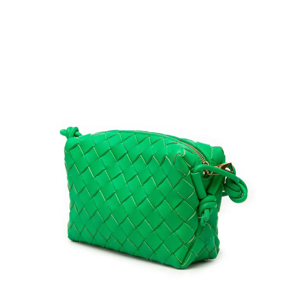 Bottega Veneta Mini Lambskin Intrecciato Loop Camera Bag Green Leather Very good - Back View