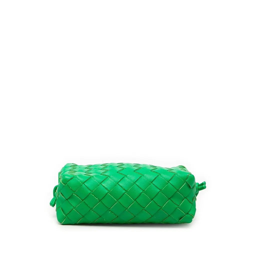 Bottega Veneta Mini Lambskin Intrecciato Loop Camera Bag Green Leather Very good - Inside View
