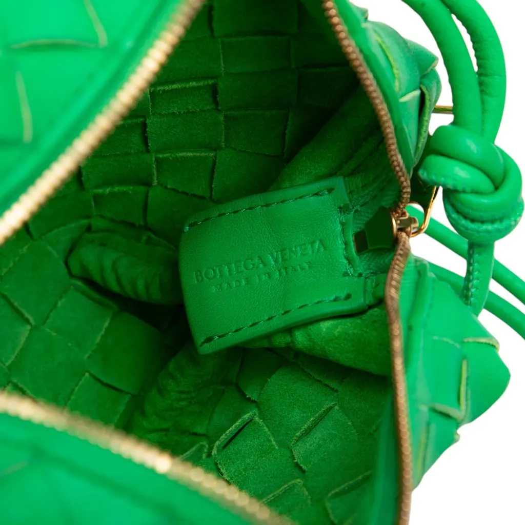 Bottega Veneta Mini Lambskin Intrecciato Loop Camera Bag Green Leather Very good - Box View