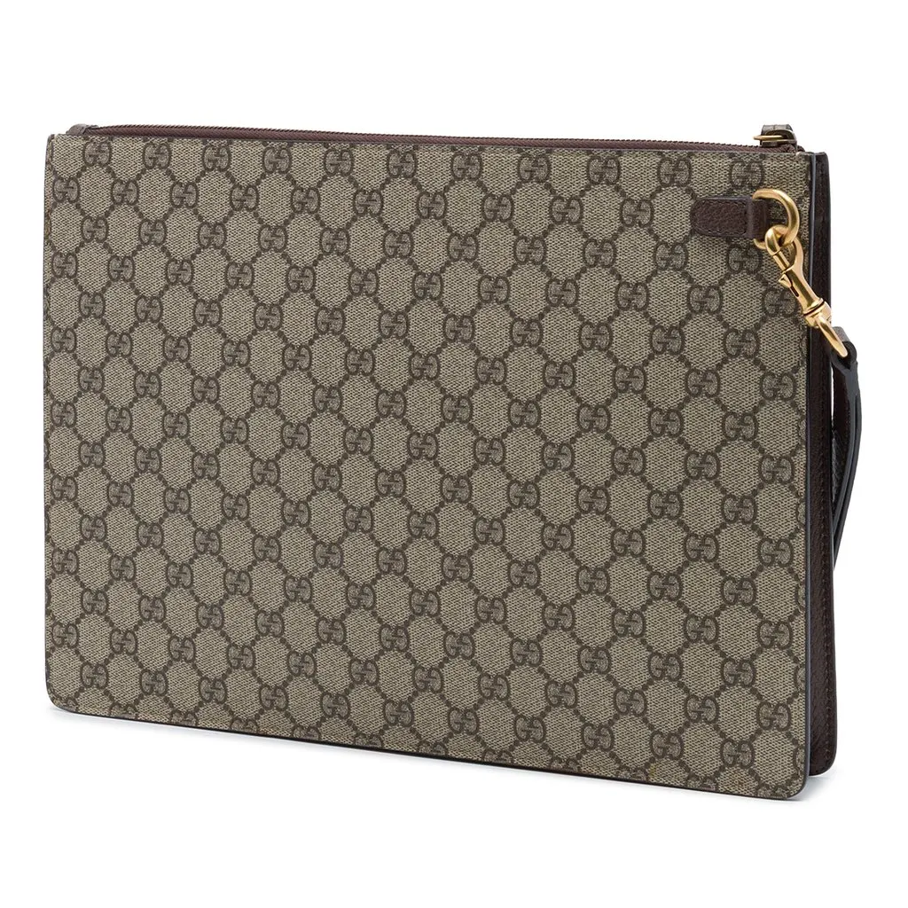 Gucci GG Supreme Web Butterfly Clutch Beige Very good - Back View