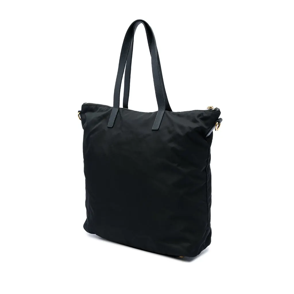 Prada Tessuto Zip Top Convertible Tote Black Polyamide Good - Back View