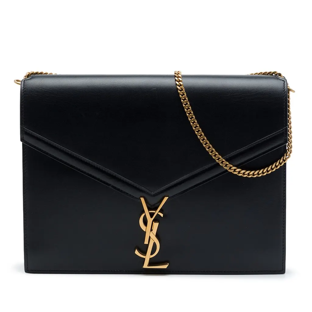 Saint Laurent Smooth Calfskin Monogram Cassandra Clasp Bag Black Leather Very good - Front View