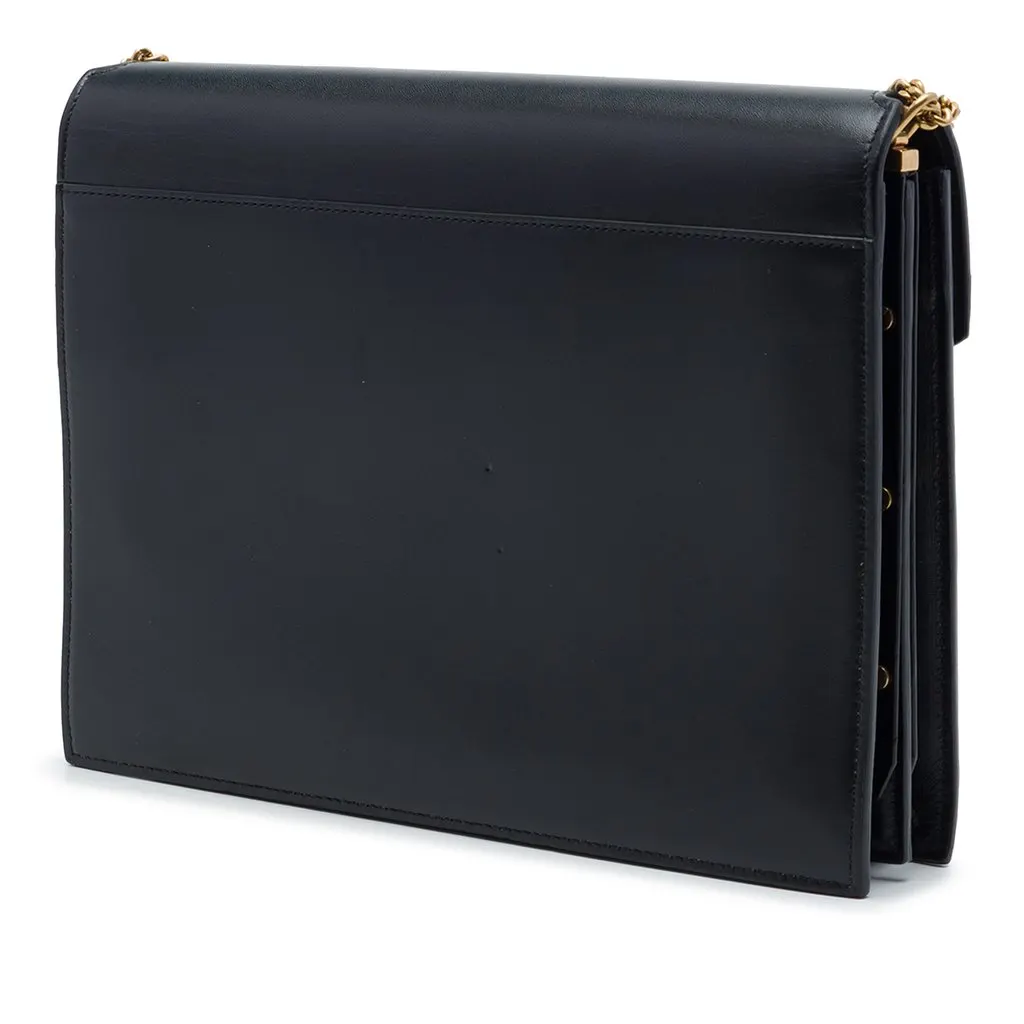 Saint Laurent Smooth Calfskin Monogram Cassandra Clasp Bag Black Leather Very good - Back View