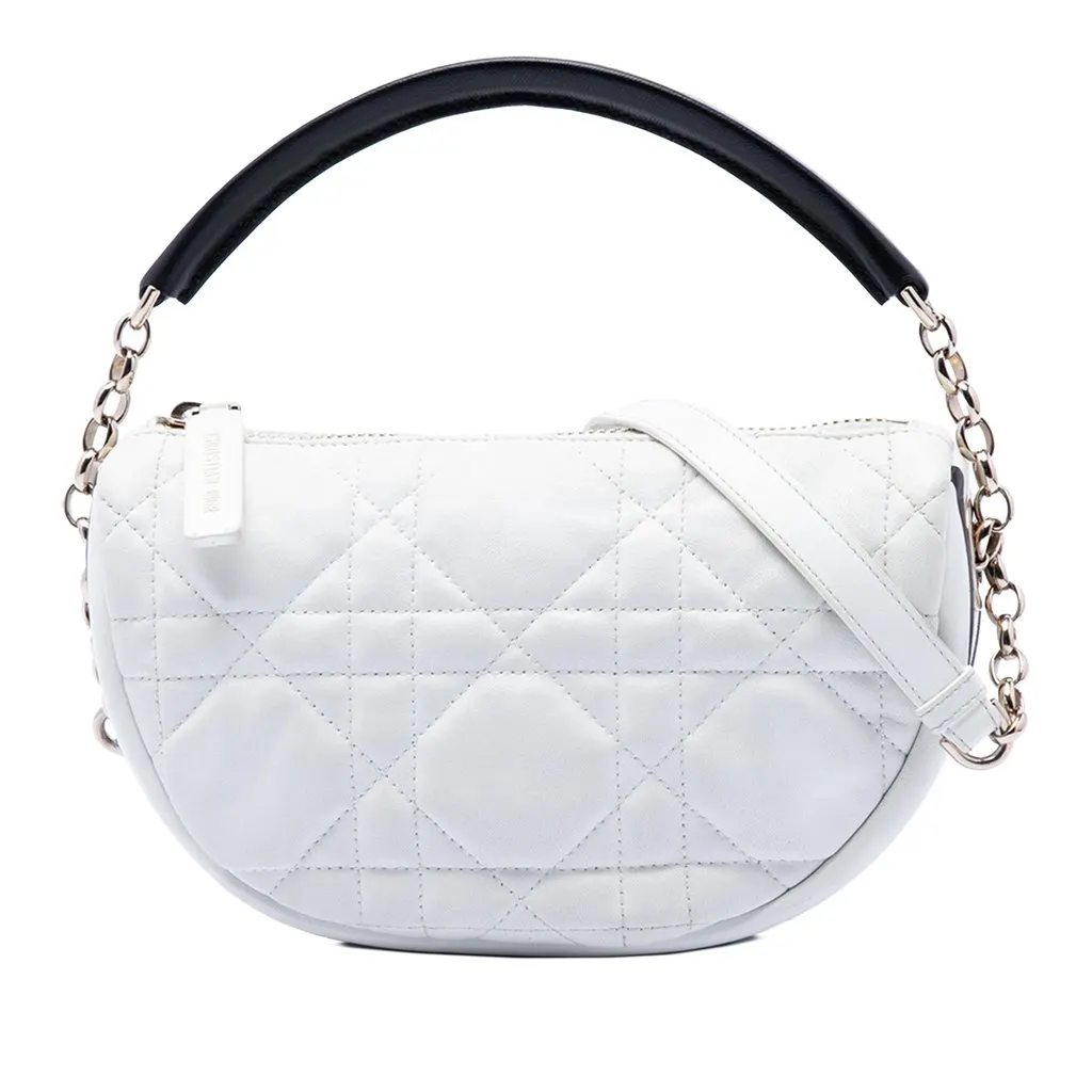 Dior Small Lambskin Cannage Dior Vibe Hobo White Leather Very good - Front View