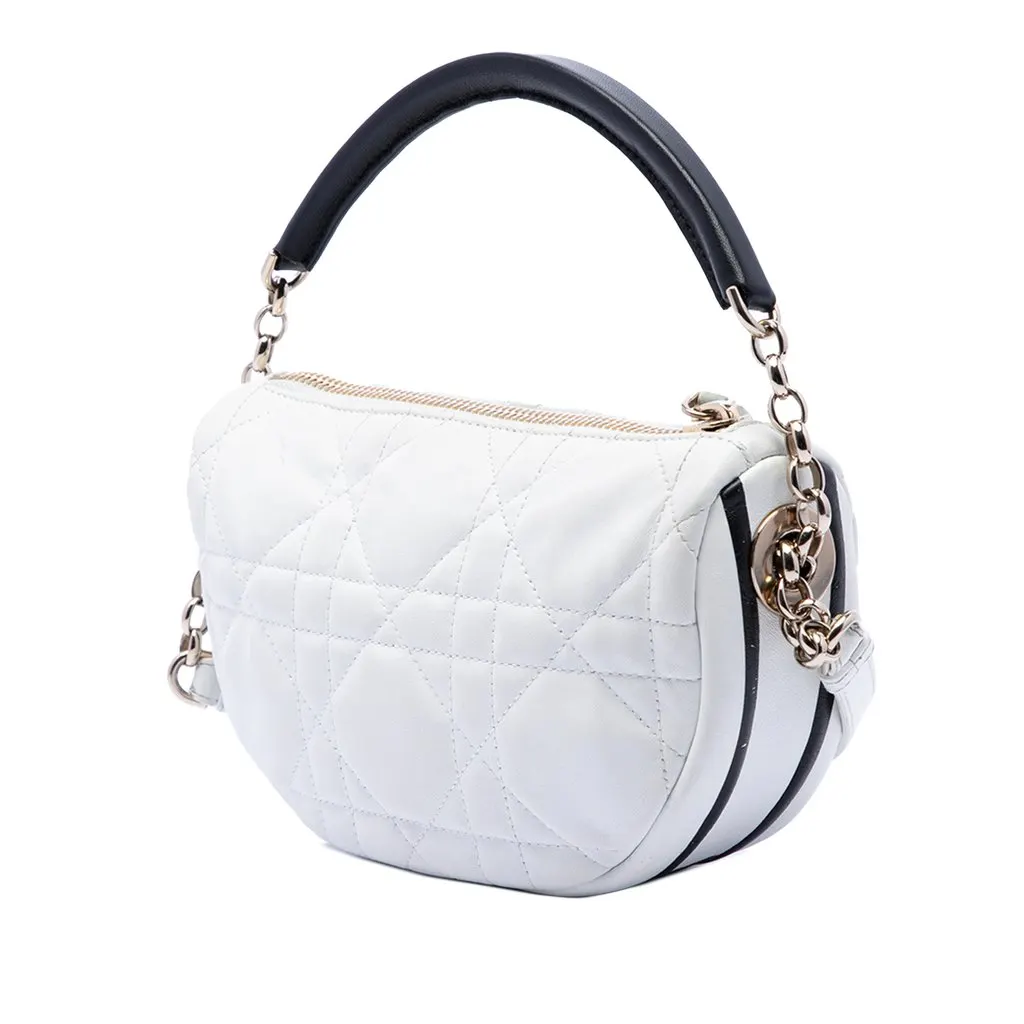 Dior Small Lambskin Cannage Dior Vibe Hobo White Leather Very good - Back View