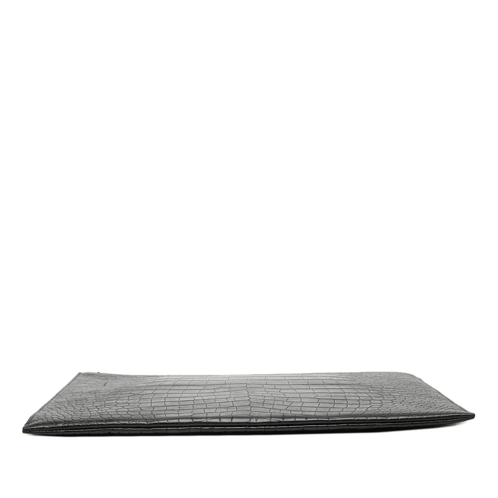 Saint Laurent Croc Embossed Leather Document Holder Black Leather Very good - Inside View
