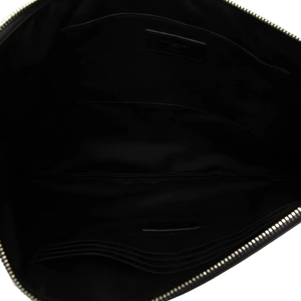 Saint Laurent Croc Embossed Leather Document Holder Black Leather Very good - Model View
