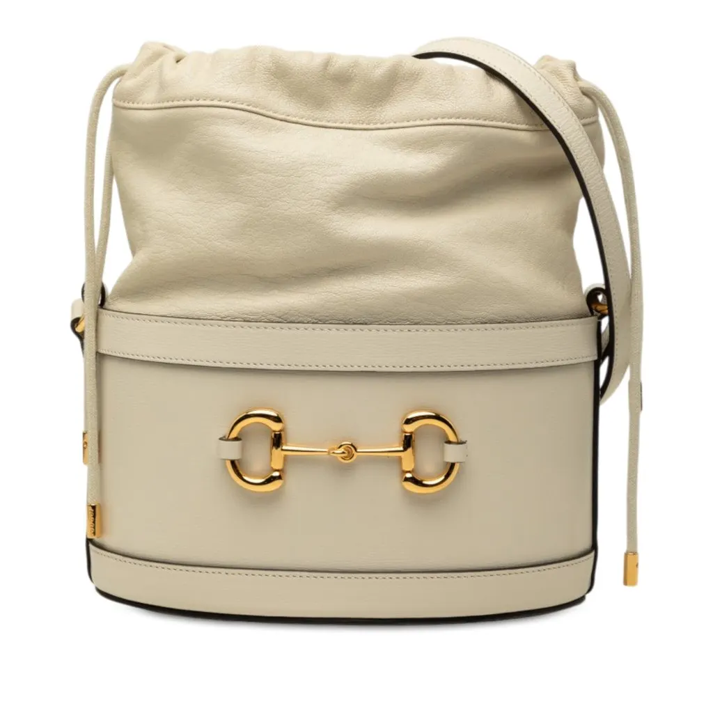 Gucci Calfskin Horsebit 1955 Bucket Bag White Leather Very good - Front View