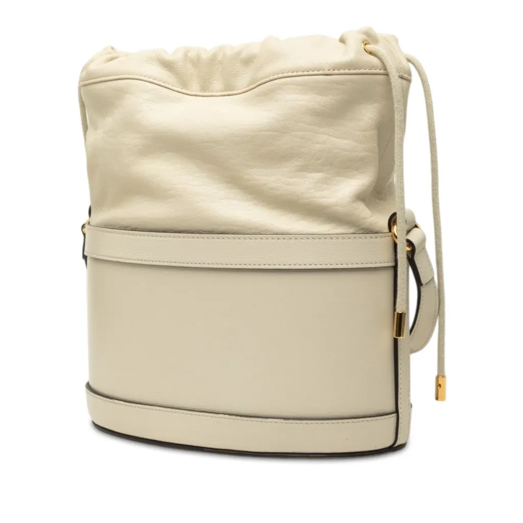 Gucci Calfskin Horsebit 1955 Bucket Bag White Leather Very good - Back View