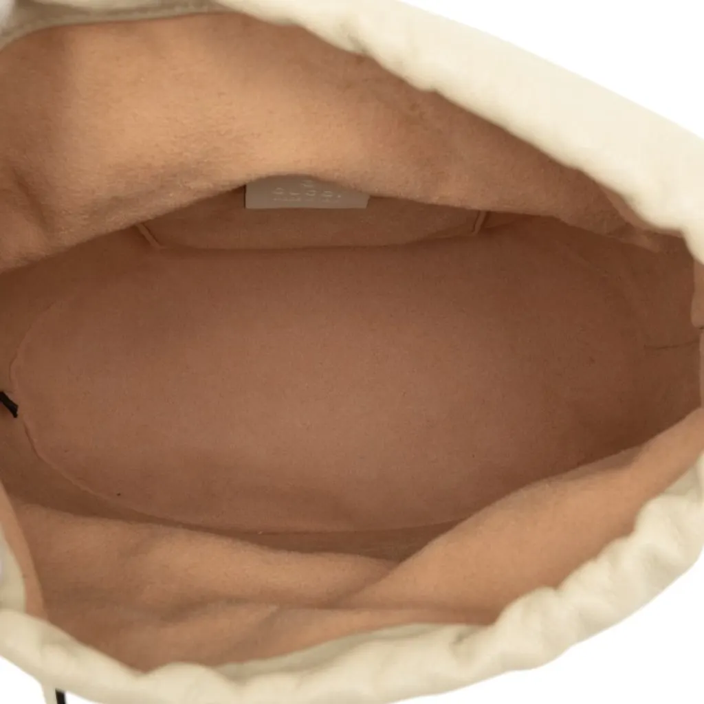 Gucci Calfskin Horsebit 1955 Bucket Bag White Leather Very good - Model View