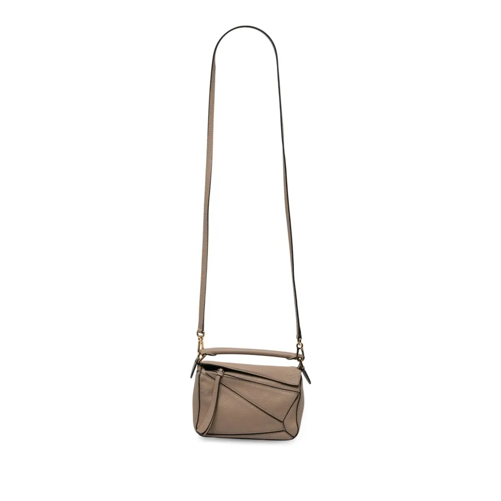 Loewe Mini Calfskin Puzzle Satchel Brown Leather Very good - Front View