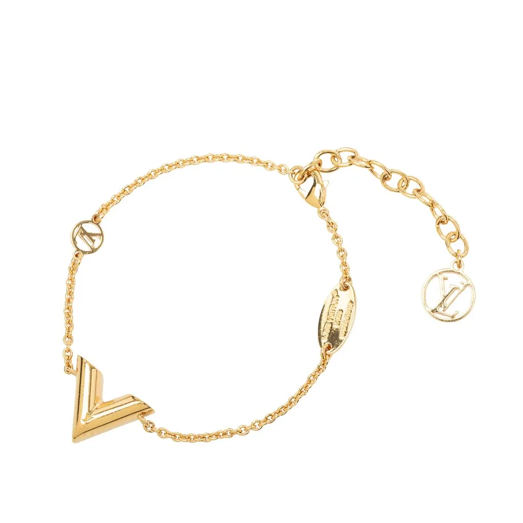 Louis Vuitton Gold Plated Essential V Bracelet Gold Metal Very good - Back View