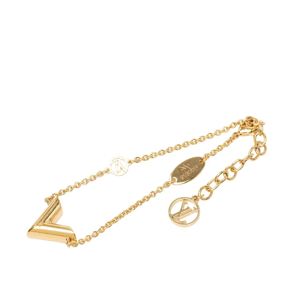Louis Vuitton Gold Plated Essential V Bracelet Gold Metal Very good - Model View