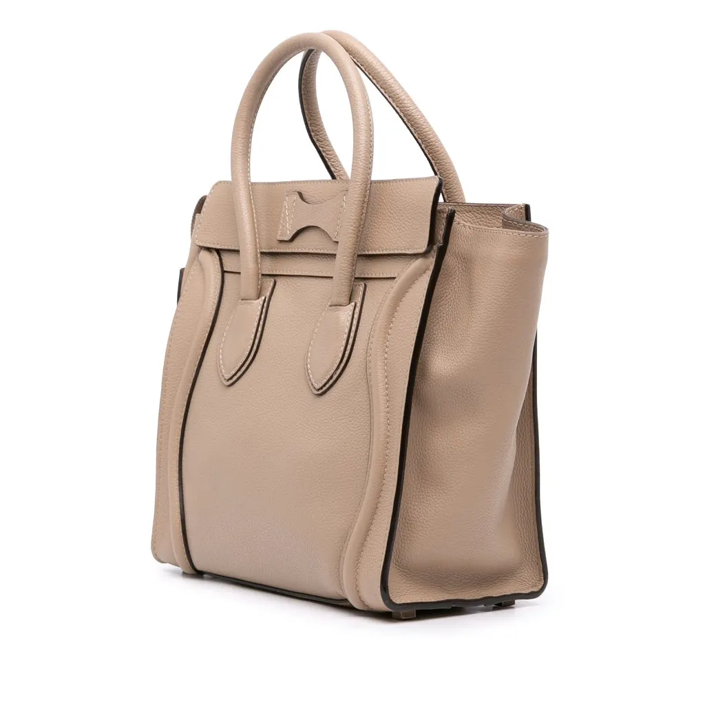Celine Micro Leather Luggage Tote Brown Leather Good - Back View