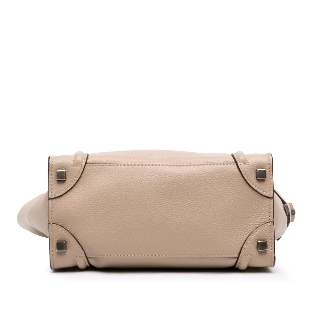 Celine Micro Leather Luggage Tote Brown Leather Good - Inside View