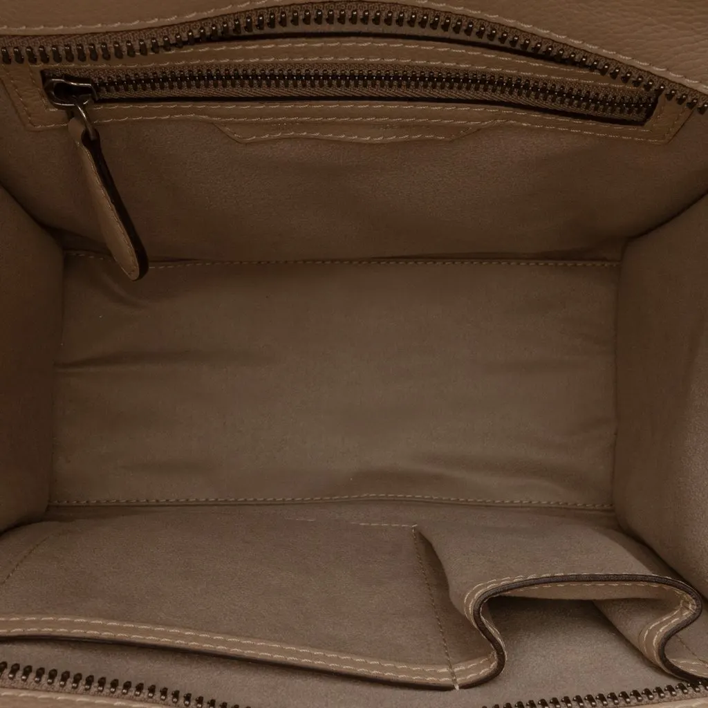 Celine Micro Leather Luggage Tote Brown Leather Good - Model View