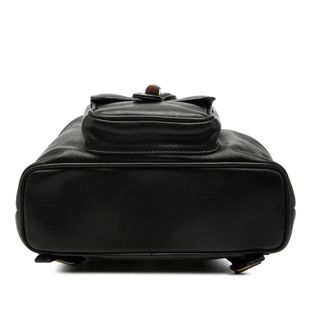 Gucci Calfskin Bamboo Backpack Black Leather Very good - Inside View
